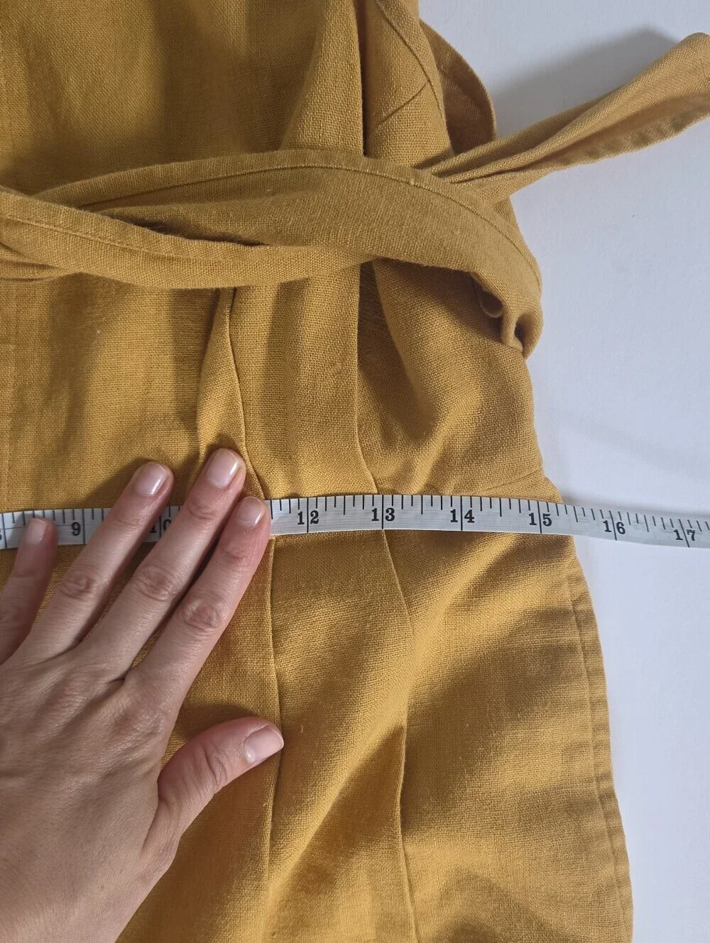 Greylin Linen Cotton Jumpsuit Tie Waist Wide Leg Mustard Anthropologie sz S